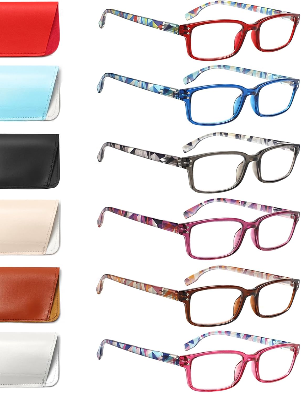 Kerecsen 6-Pack Reading Glasses Blue Light Blocking,Spring Hinge Readers for Men Women,Computer Eyeglasses