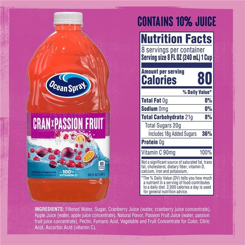 Ocean Spray® Cran x Passionfruit, Cranberry Passionfruit Juice Drink, 64 Fl Oz Bottle