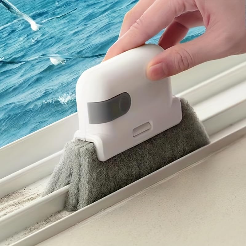 Universal Window Rail & Track Cleaning Tool – Multipurpose Brush for Window Tracks, Door Tracks, Kitchen Counters & Small Corners – Deep Cleaning Tool for Home, Car & Appliances (Gray)