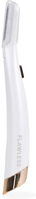 Finishing Touch Flawless Dermaplane Glo Lighted Facial Exfoliator - Non-Vibrating and Includes 6 Replacement Heads, White/Rose Gold