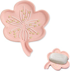 Flower Cute Soap Dish, Artistic Silicone Soap Holder with Drain, Decorative Soap Dish for Bathroom Sink, Kitchen, Bathtub Soap Dish for Gift/Handmade Soap (Pink)