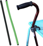 Cane Holder for Walker, 2 Pack Walking Stick & Crutch Accessories - Foldable Flexible Hook (Green-Black)