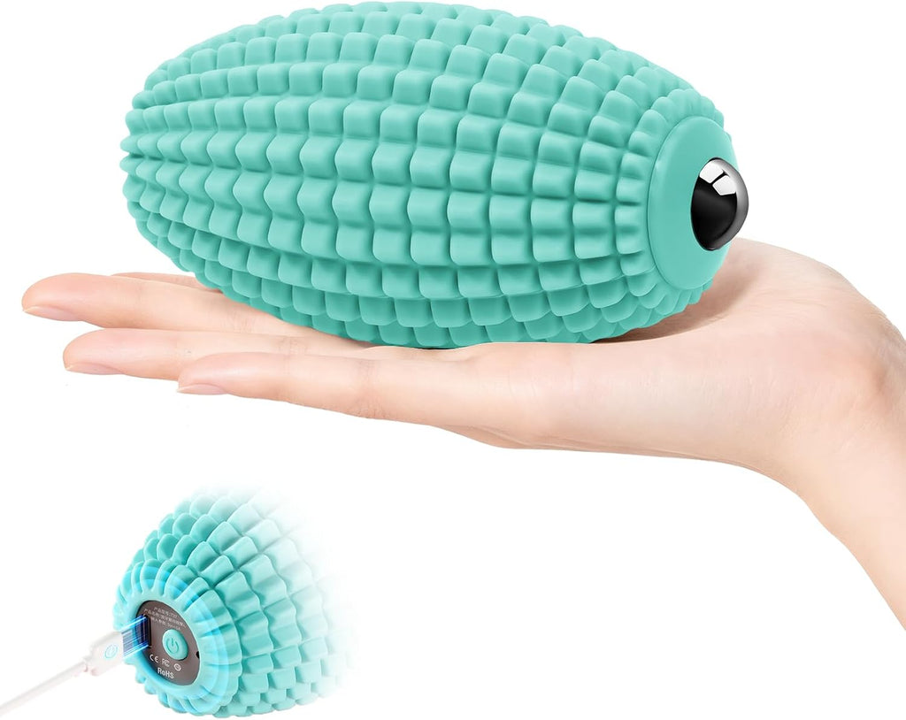 Vibrating Massage Ball for Muscle Recovery, Silicone Myofascial Massage Ball, Plantar Fasciitis Relief,Hip & Psoas Release, Deep Tissue & Trigger Point Roller for Neck, Back, Foot (Blue)