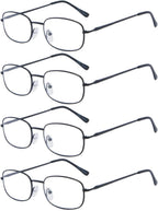 Eyekepper 4 Pairs Reading Glasses Metal Frame Reader Eyeglasses with Spring Hinges for Men for Women Reading