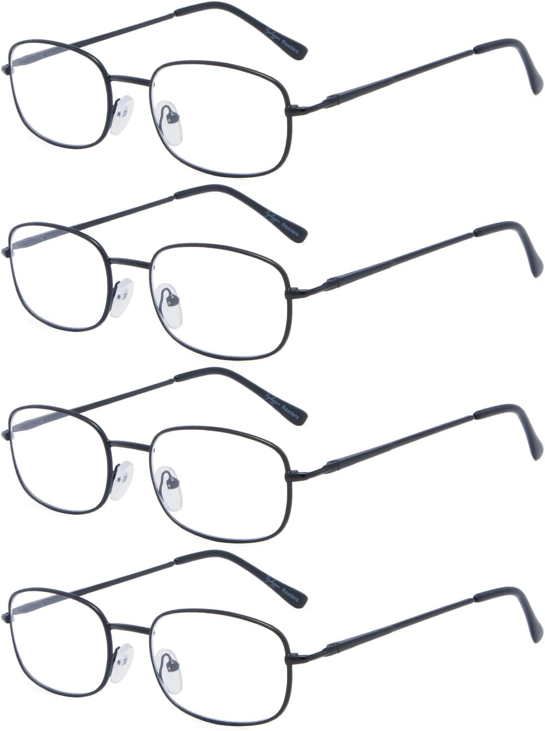 Eyekepper 4 Pairs Reading Glasses Metal Frame Reader Eyeglasses with Spring Hinges for Men for Women Reading