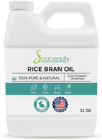 Soapeauty Rice Bran Oil | Cold Pressed 100% Pure & Natural Available in Bulk | Carrier for Essential Oils, Face, Hair, Nails, Skin Moisturizer, Soap Making, DIY | 32 fl oz