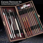 20Pcs Ear Wax Removal Tools, Stainless Steel Earwax Remover Kit Deeply Clean Massage Relaxing Ear Spoon Curette Tweezers Goose Feather Stick Set Ear Pick Earwax Cleaner Set