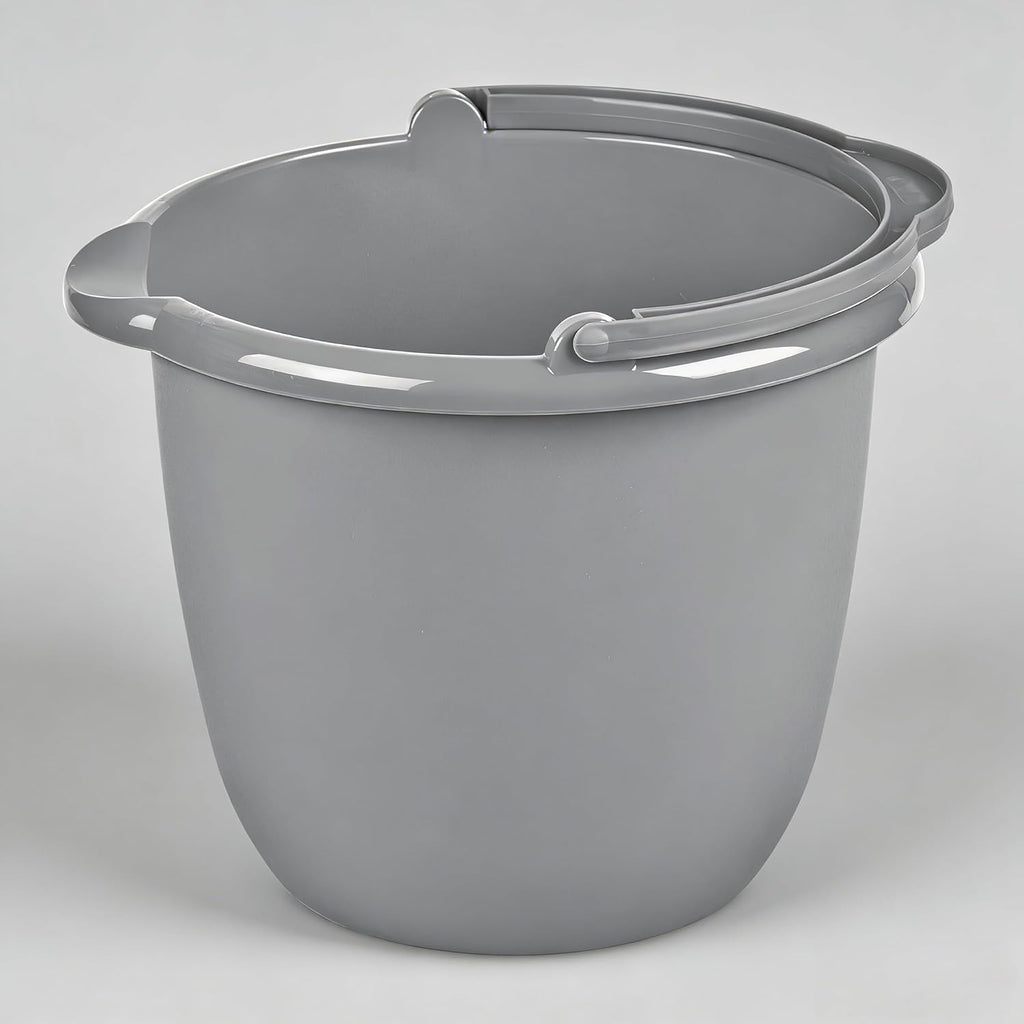 10 Qt. Spout Pail Classic Titanium,Gray Plastic Bucket with Pour Spout and Handle for Cleaning, Mopping, Gardening