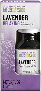 Aura Cacia 100% Pure Lavender Essential Oil, 0.5 fl. oz, Calm Relaxing Aroma, Therapeutic Grade, Ethically Sourced Lavender