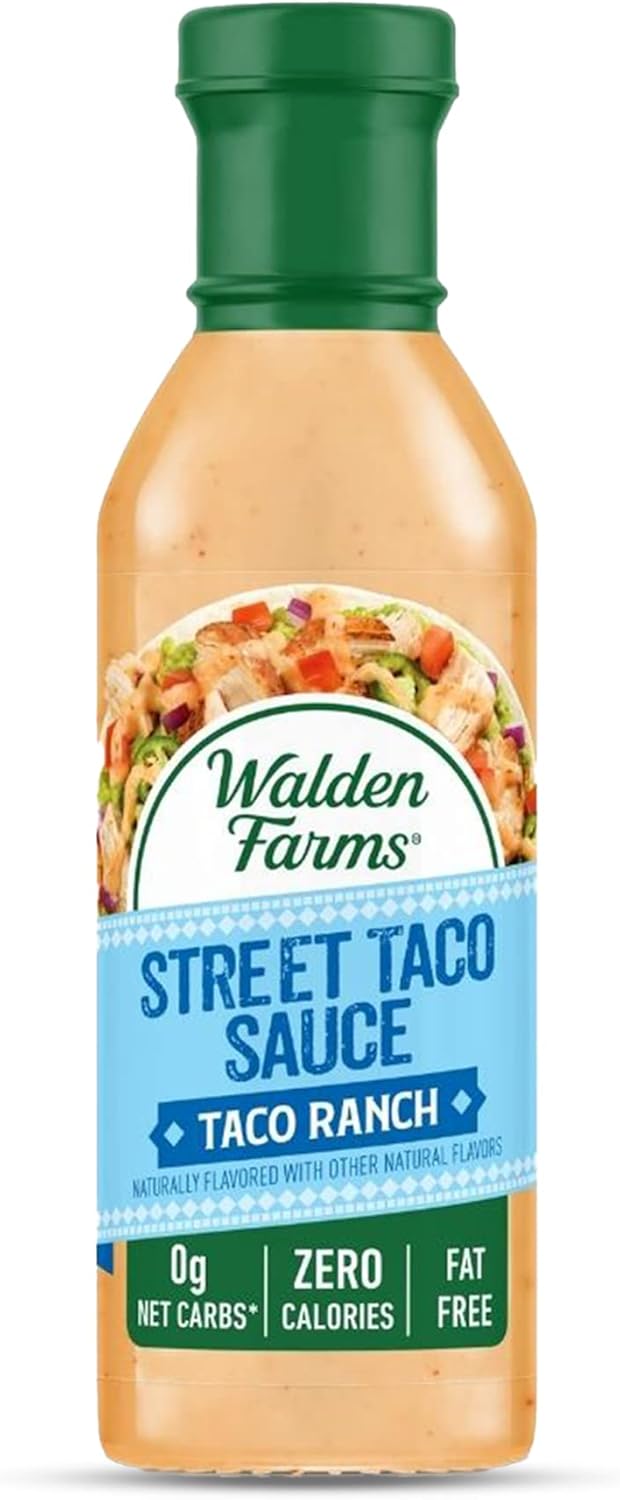 Walden Farms Street Taco Sauce Taco Ranch – Calorie-Free, Gluten-Free, Low Carb, Keto-Friendly, Sugar-Free, Spicy Taco Ranch Flavor – 12 oz Bottle