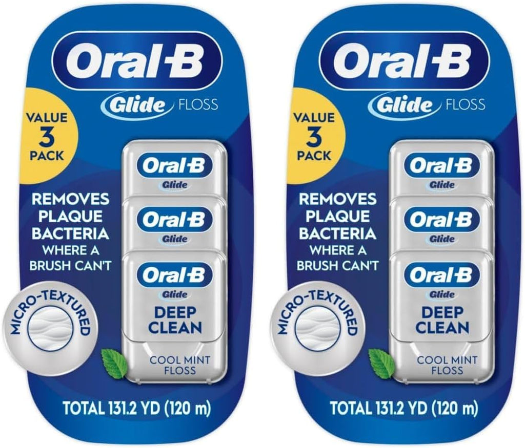 Oral-B Glide Pro-Health Dental Floss, Cool Mint, 40 M, 3 Count | Deep Clean | Pack of 2