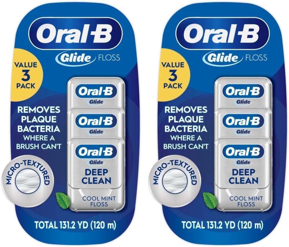 Oral-B Glide Pro-Health Dental Floss, Cool Mint, 40 M, 3 Count | Deep Clean | Pack of 2