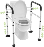 Toilet Safety Rails for Seniors - Adjustable & Foldable Medical Toilet Safety Frame - Heavy Duty Stand Alone Toilet Handles Support for Elderly Disabled & Handicap - Fits Most Toilets (380 lb)