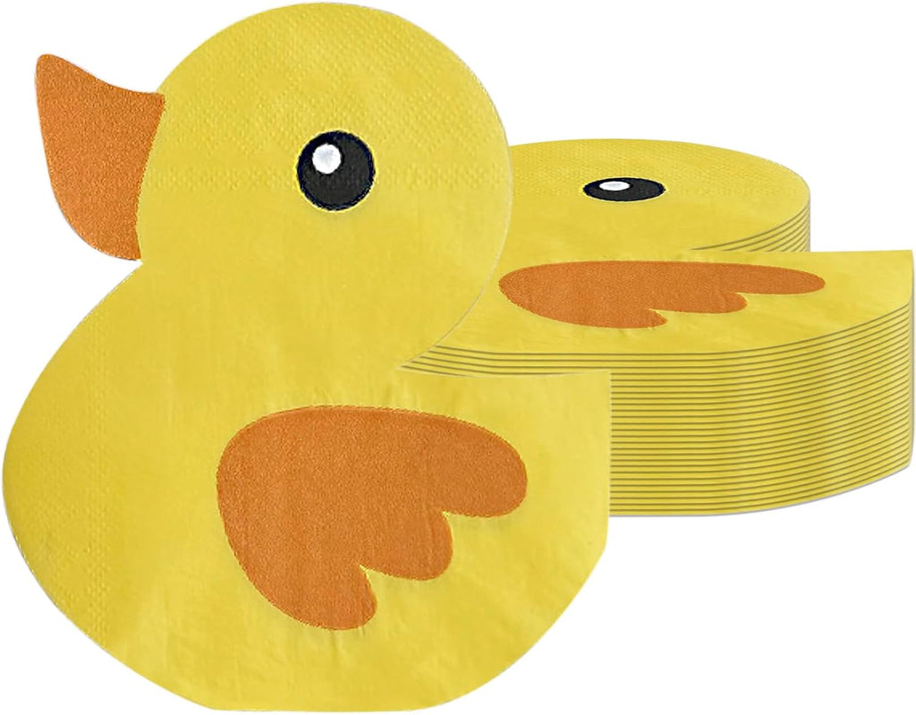 100 Pcs of Cute Yellow Rubber Duck Party Napkins Cute Duckie Themed Napkins Rubber Duck Party Supplies for Baby Shower Gender Reveal Kids Birthday One Lucky Duck Birthday Decorations