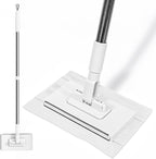 Snap-Grip Mini Mop with 39in Handle — INWEJIA Zero-Touch Gap Dust Cleaner & Locking Head, Disposable Lazy Mop Wet and Dry for Kitchen Bathroom Toilet Corners Window Wall Cleaning