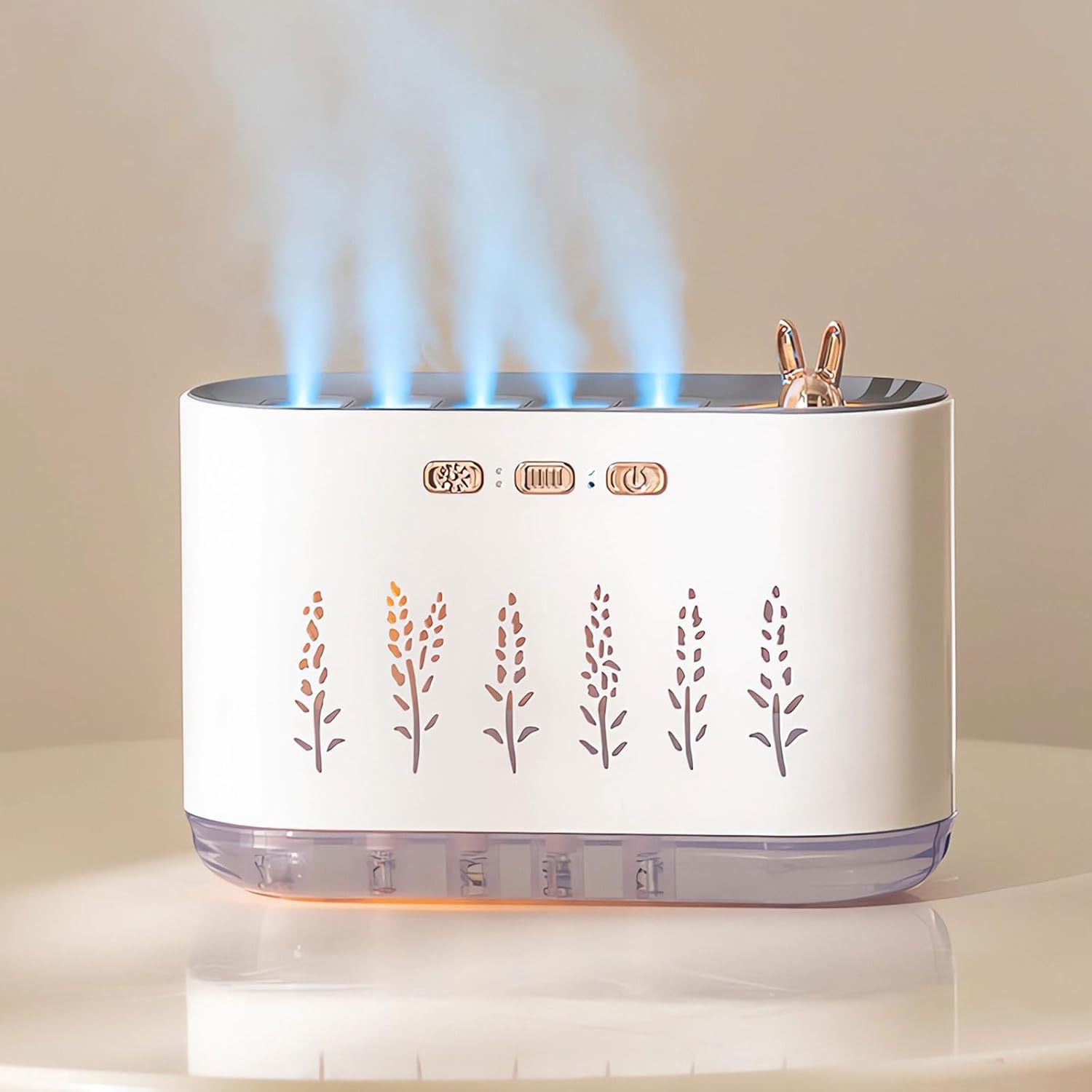 5 Nozzle Cool Mist Humidifier, Music-Sensing Humidifier Diffuser with 20 Color LED Light, 700ML Essential Oil Diffuse, Auto Shut-Off, Aroma Diffusers Humidifiers for Bedroom Home Office (White)