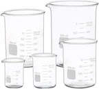 Graduated Glass Measuring Low Form Beaker Set (50ml+100ml+250ml+400ml+600ml)