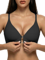 Front Closure Bras for Women Magnetic Deep V Bra Racerback Wireless Seamless Bralettes Comfy No Underwire Jelly Bra