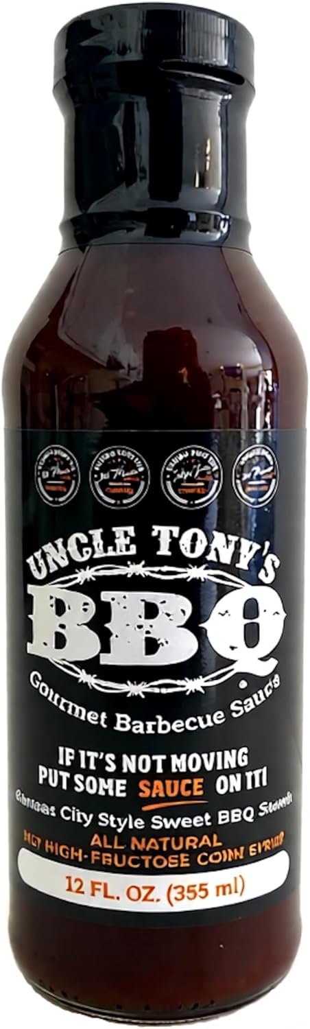 Uncle Tony’s BBQ Sauce – 2024 World Champion Barbecue Sauce – Sweet & Smoky Kansas City Style – All-Natural, Award-Winning Flavor – 12 oz