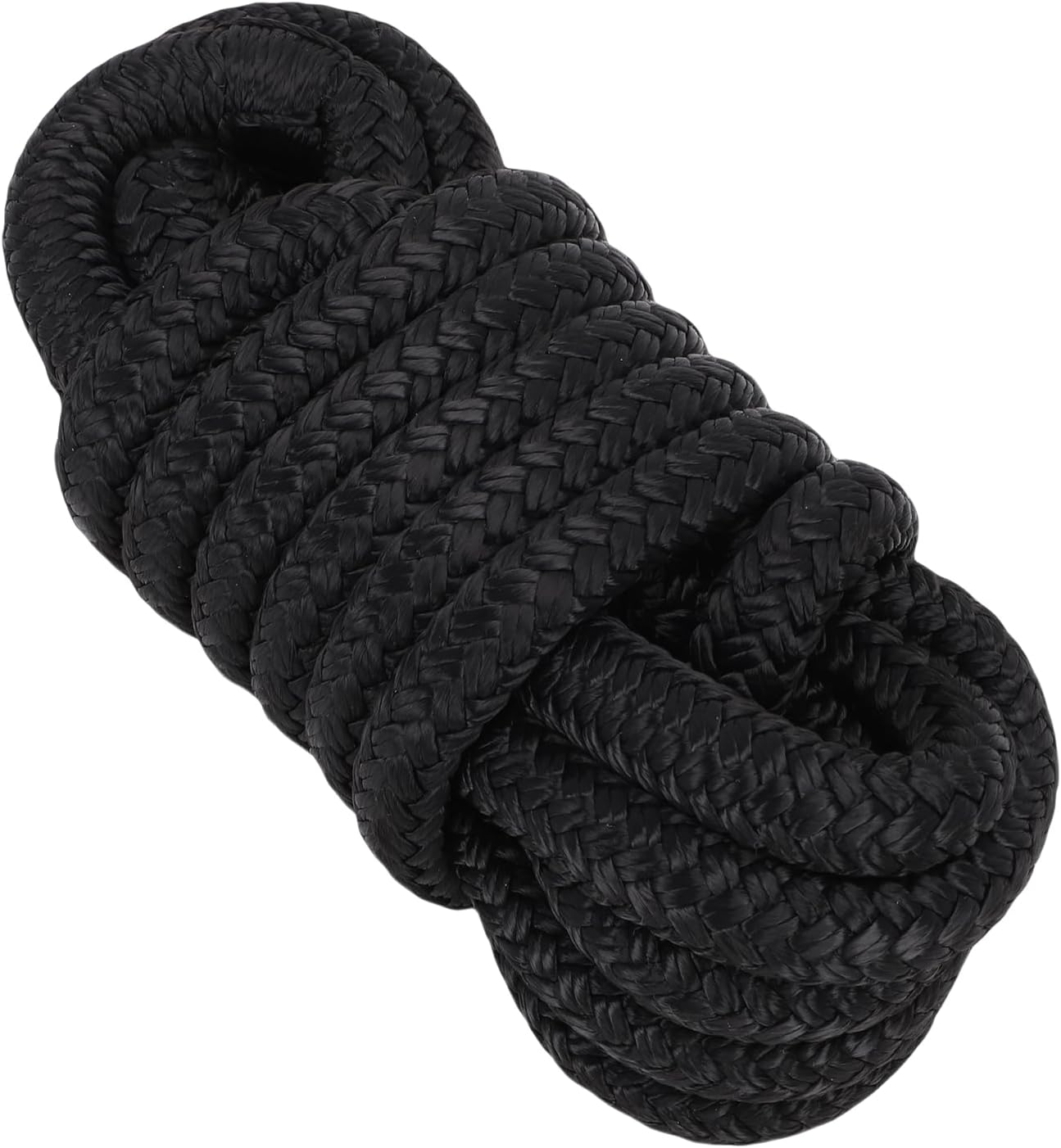 Keenso Boat Dock Line, Double Weave Nylon Rope for Mooring with 12in Loop, Marine Grade High Strength Docking Rope 1/2 Inch X15 Ft for Boats up to 35ft (Black)