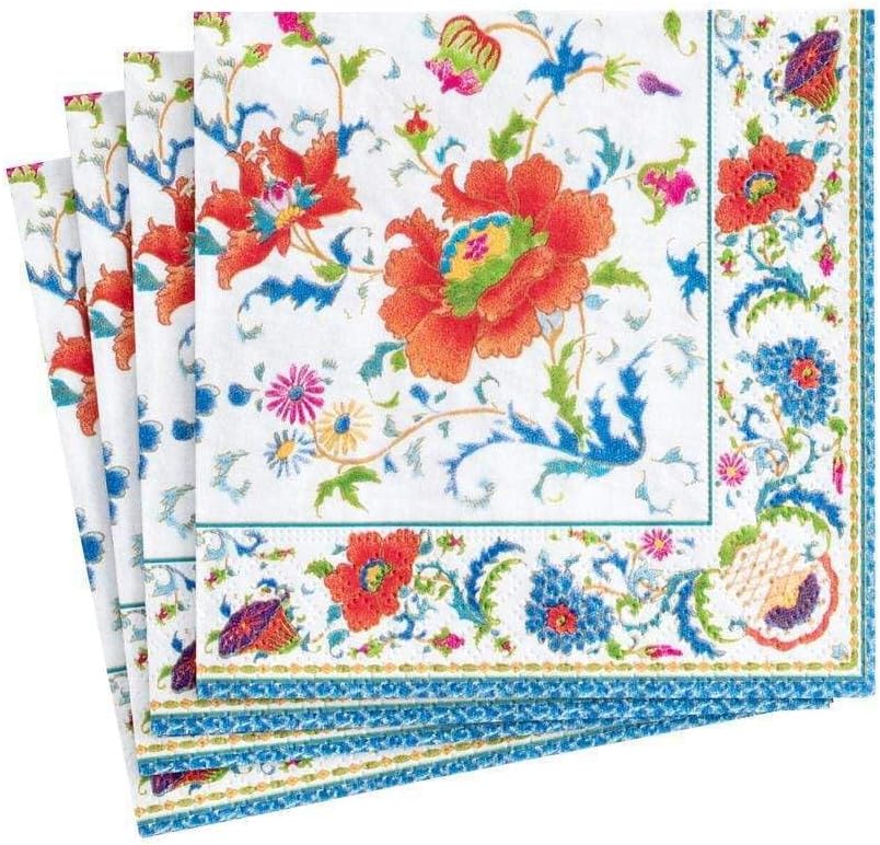 Caspari Chinese Ceramic Paper Cocktail Napkins in White, 20 Per Package