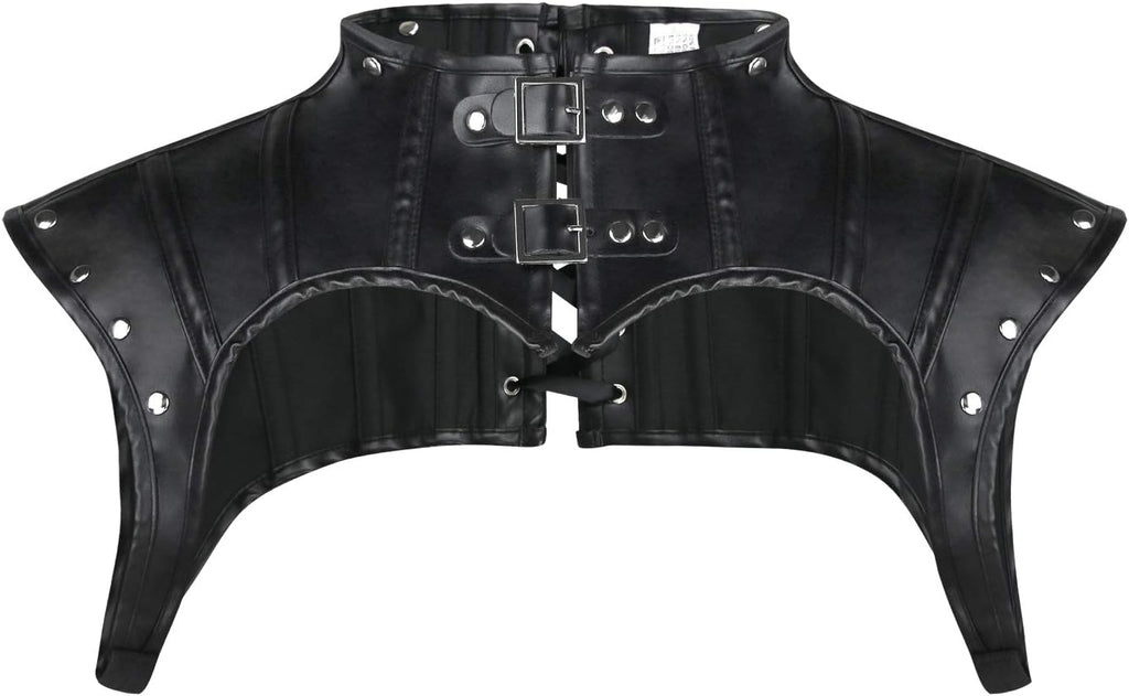 Charmian Women's Steampunk Gothic Leather Costume Shoulder Jacket Shrug Armor