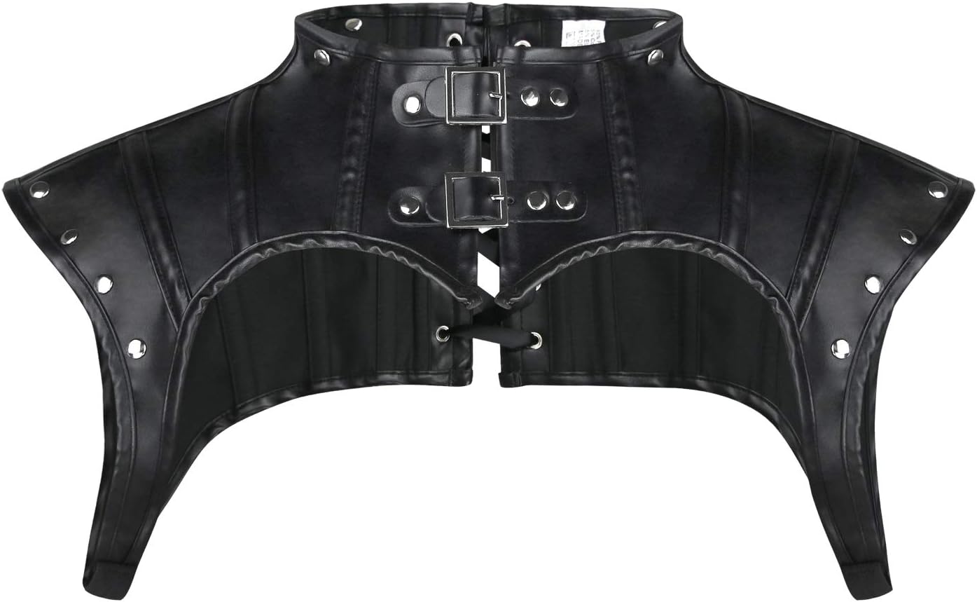 Charmian Women's Steampunk Gothic Leather Costume Shoulder Jacket Shrug Armor