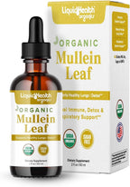 LIQUIDHEALTH USDA Organic Mullein Leaf Extract Drops for Lungs - Herbal Cleansing Drops for Smokers, Immune Support, Respiratory Health - 1000mg, 60-Day Supply, Sugar-Free, Made in USA (2 fl oz)