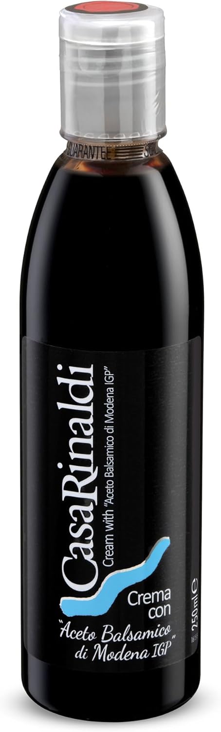 Casa Rinaldi Balsamic Glaze – Italian Balsamic Vinegar of Modena PGI Cream, Smooth Glossy Drizzle for Salads, Caprese, Vegetables & Desserts, Authentic Italian Balsamic Reduction (250ml)
