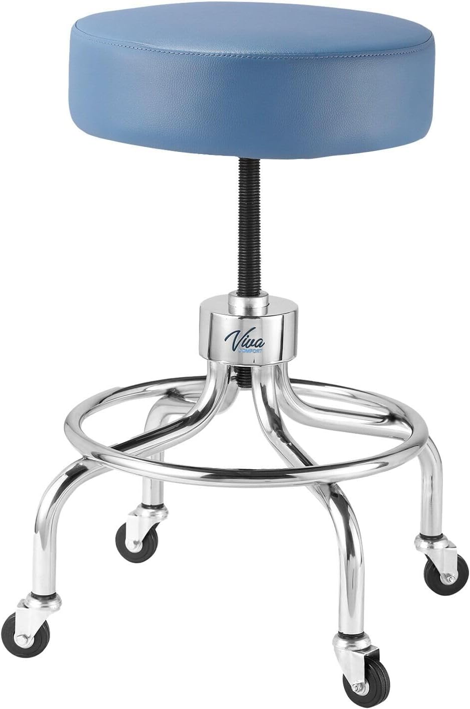 Blue Medical Stool, Adjustable Height Rolling Doctor Stool, 300 lbs. Weight Capacity