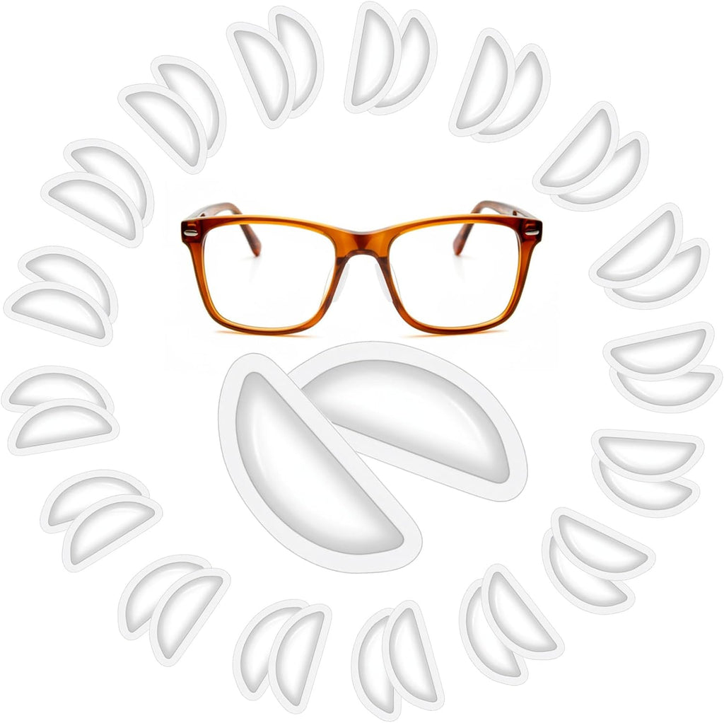 24 Pairs Eye Glass Nose Pads Anti Slip Glasses Nose Silicone Eyeglass Pads Comfort Soft Cushion Stick On Adhesive Nose Pads Replacement for Glasses Sunglasses and Eye Wear (Clear)