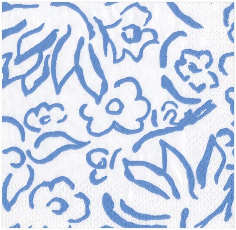Caspari Matisse Paper Luncheon Napkins in Blue - 20 Per Package