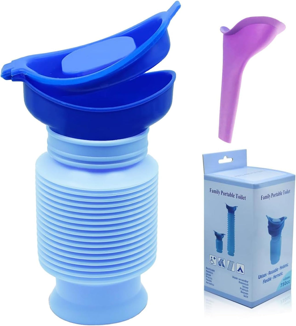 750ML Emergency Urinal, Pedestal Urinal, Pocket Toilet for Men Women, Pee Bottles with Sealed Lid Collapsible Portable Urinals for Camping Travel Car Traffic Jam