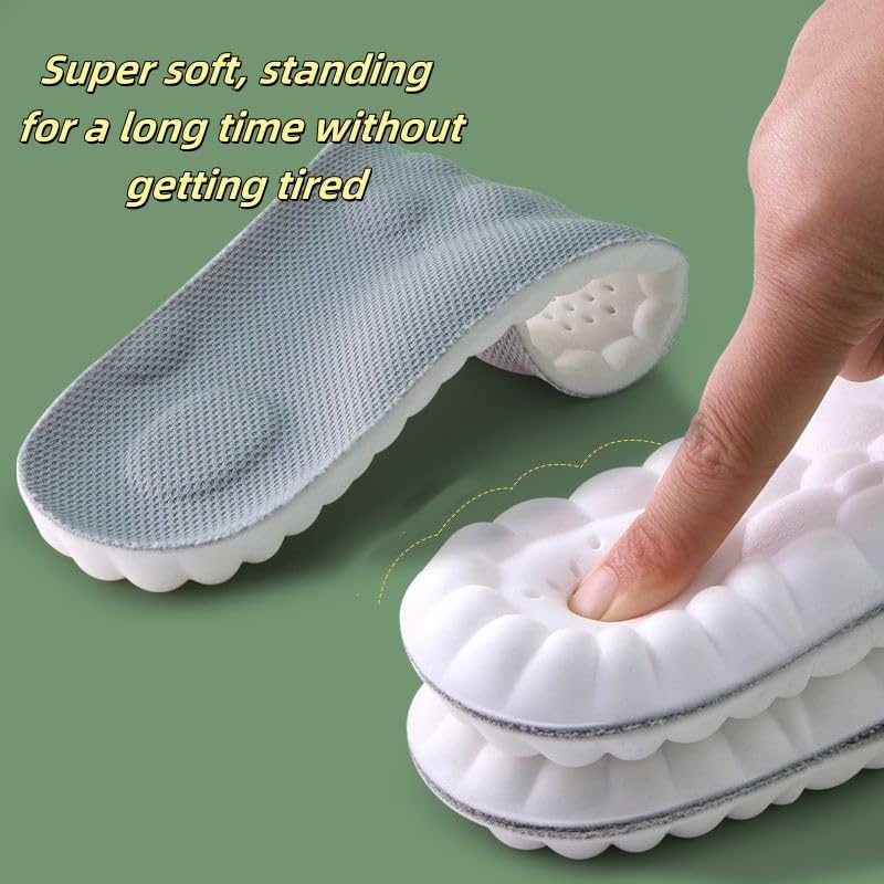 Insoles for Women man,Cloud Soles for Men Women,4D Cloud Soles for Men,Anti Fatigue, Shock Absorption, Foot Pain Relief (Gray, S)