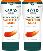 VIVID KITCHEN Low-Calorie Sweet Chili Sauce - 2 Pack - Low Sugar, 10 Cal/Serving - No Preservatives or MSG - Easy Squeeze Bottle - Healthy Asian-Inspired Sauce for Dipping, Stir-Fry, and More