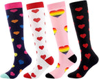 4 Pairs Compression Socks for Men Women,Is Best for Football,Travel,Flight,Athletics,Running,Calf Pressur Support.