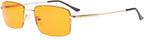 Eyekepper Computer Reading Glasses-Better Sleep Readers-97% Blue Light Blocking-Memory Titanium Half-Rim Men, Dark Orange Tinted Lens(Gold, 1.75)
