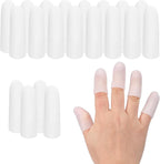PATIKIL Finger Sleeve Protectors, 20pcs Silicone Finger Cots Cover Cap Thumb Guard Gel Finger Protection for Repair, Sports, 2"x0.6" White