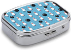 Pill Organizer Case - Bright Bowling Ball Print Portable 2 Compartment Mini Box Small Pill Case for Purse & Pocket, Travel Medicine Organizer Holder Daily Supplement Storage with Mirror