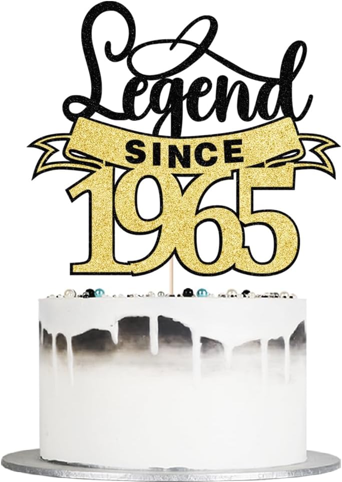 legend since 1965 cake topper Happy 60th Birthday Cake Topper Black Gold Glittery 60th Birthday/Wedding Anniversary Party Sign Decorations (1965)