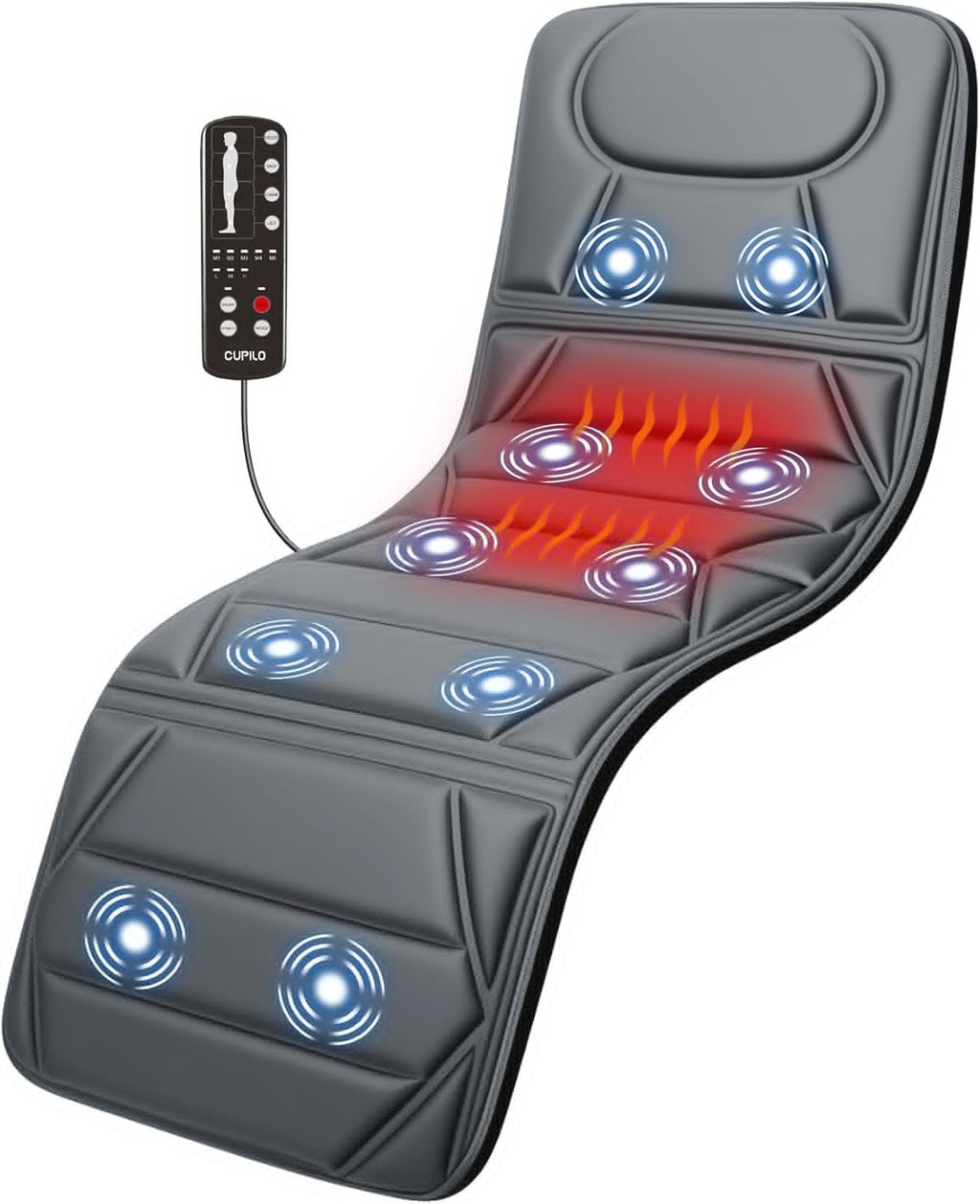 CuPiLo Full Body Massage Mat, Massage Pad with 10 Vibrating Motors for Pain Relief, Back Massager with Heat, Full Body Massage for Back, Lumbar,Leg, Gifts for Men Women, Long 67"