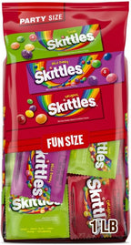 Wrigley's Skittles Fun Size Original, Wild Berry, and Sour Chewy Individually Wrapped Stocking Stuffers Christmas Candy Variety Pack, 26.46 Oz Bulk Bag