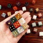 Set of 6 Pieces Natural Crystal Stone Dice 16mm/0.6", 6 Sided Clear Quartz Amethyst Green Aventurine Tigers Eye Rose Quartz Jasper Dice for Decoration, Collection, Board Game, Crystal Gift