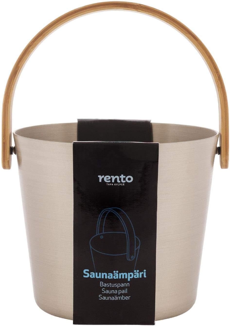 Rento - Sauna Bucket - Aluminium with Bamboo Handle - Champagne - 5 litres