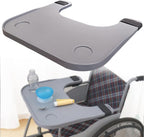 Wheelchair Tray Table Adult Removable Large Dining Board with Double Cup Holder, Portable Wheelchair Lap Tray for Disabled People to Rest, Eat and Read