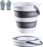 10L /2.6 Gal Large Collapsible Bucket with Handle - Portable Silicone Mop Bucket for Cleaning, Camping, Car Washing - Space-Saving for Outdoor, Fishing, Household – Pair of Silicone Gloves for Free