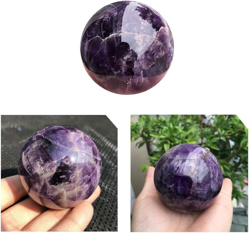 Acxico 1 pcs Natural Dreamy Amethyst Ball Quartz Crystal Sphere Reiki Healing 4.5cm