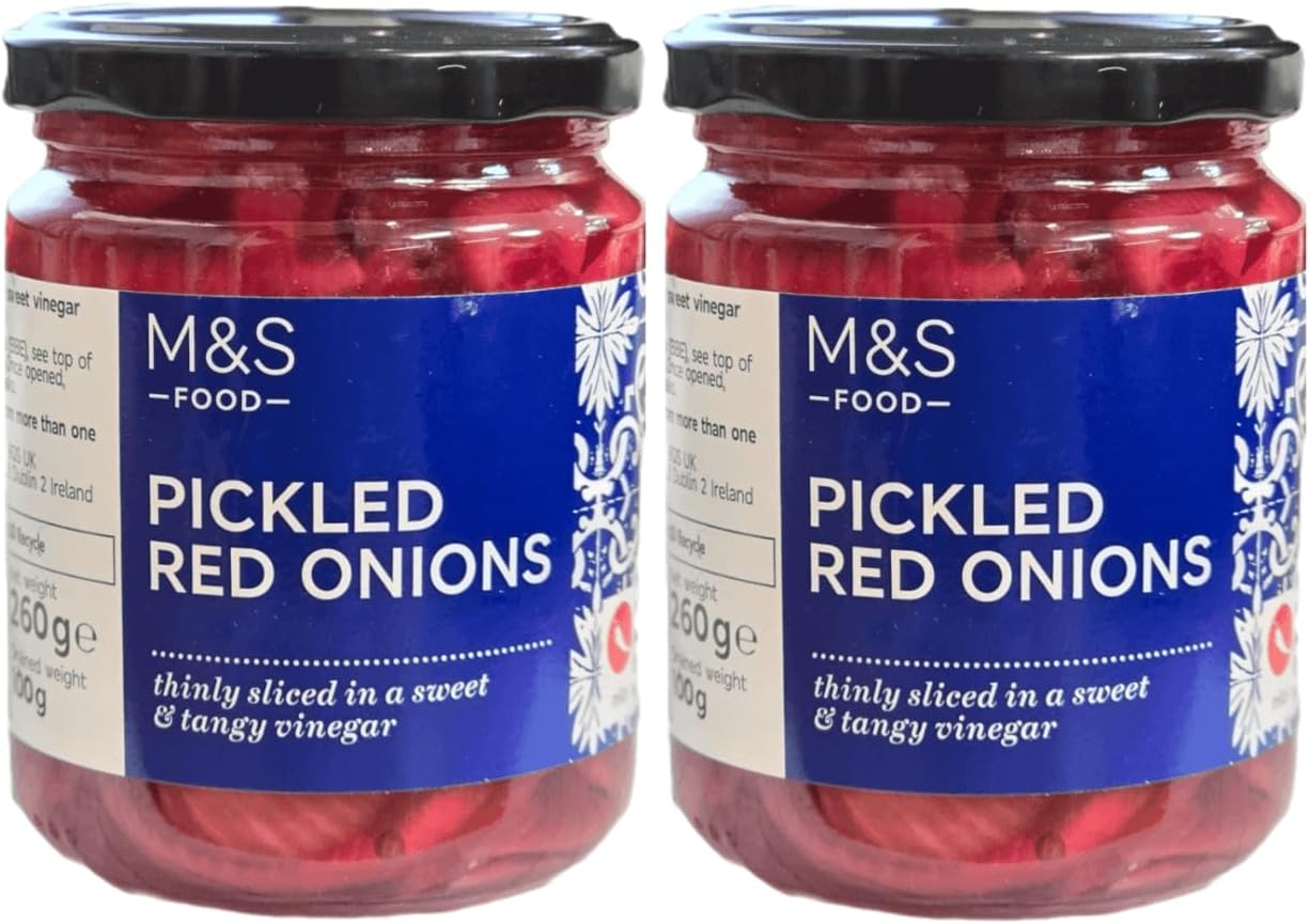 Pickled Red Onions, 260g, Sweet & Tangy Vinegar, Mild Chilli, Vegan, Polish Origin, Ready to Eat (2 Pack)