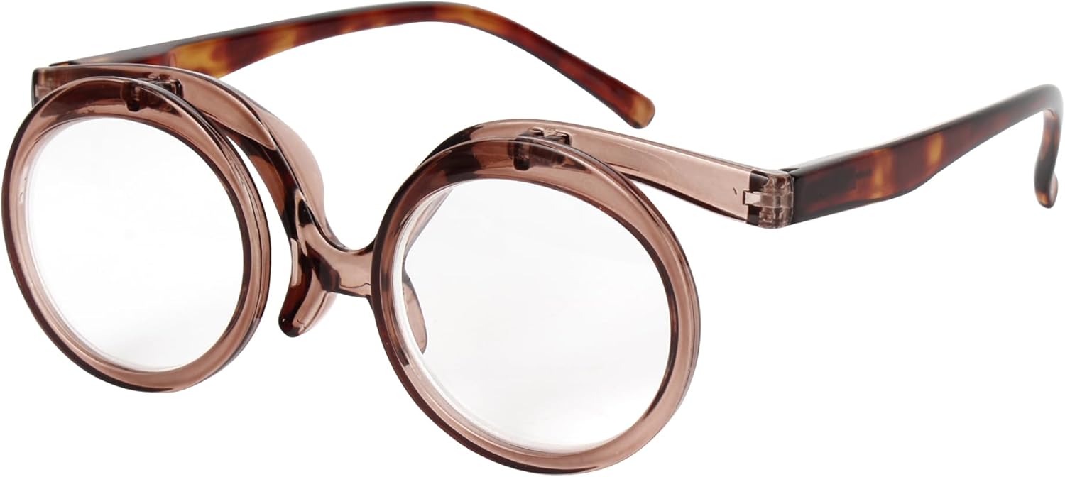 Aisi Makeup Reading Glasses For Women Cosmetic Readers Flip Up Double Lens Magnifying Eyeglasses