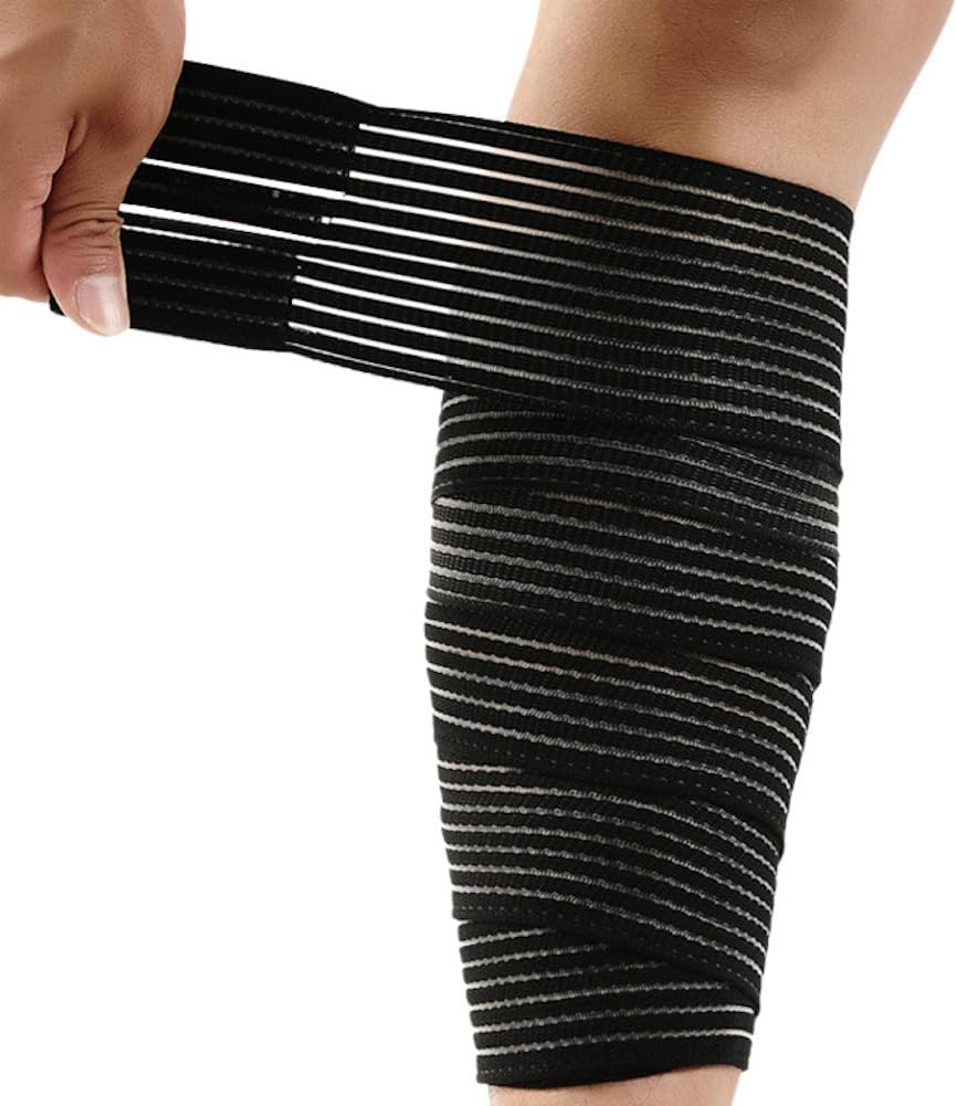 Elastic Calf Compression Bandage Sleeve Wrap for Calf Pain Relief Lower Leg Compression Support Shin Splint Guard Adjustable Plus Size Black Large (Black)
